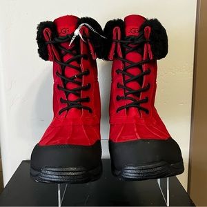 UGG Men’s Butte Waterproof Leather Cuffed Winter Snow Boot Samba Red Size 12 New